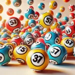 A generic image of colorful lottery balls with numbers on them, scattered in a dynamic layout. The balls feature various bright colors like red, blue,